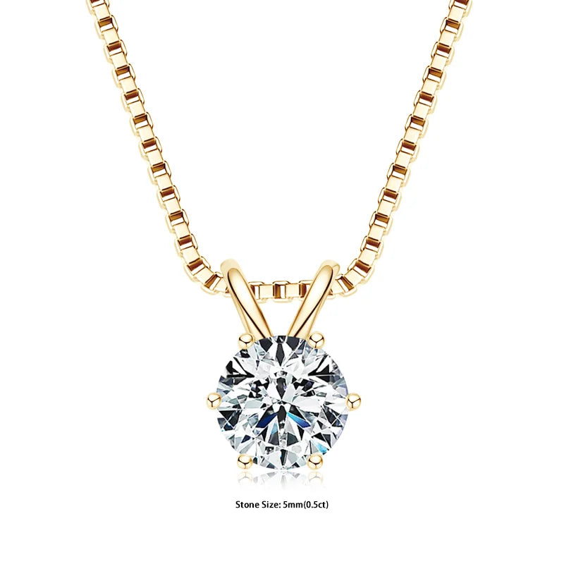 GRA Certified Moissanite Pendant – 925 Silver Solitaire Necklace (0.5-5ct) - Brileon
