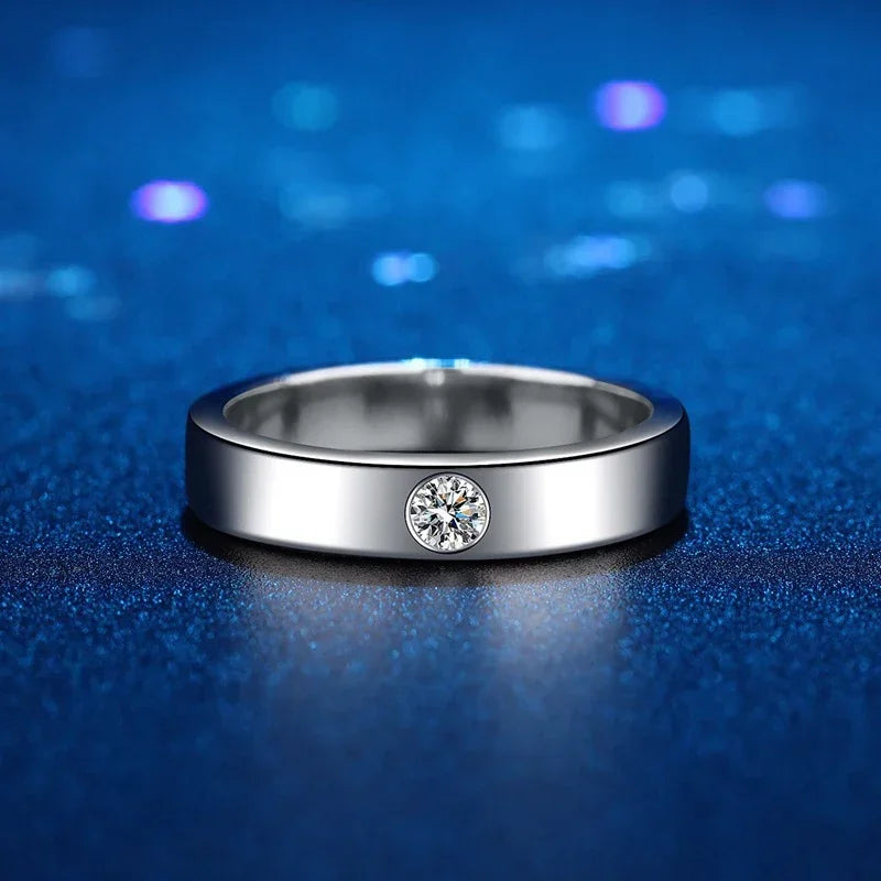 NeeTim 4mm Moissanite Ring for Men 925 Sterling Silver Gemstone Lab Diamond Gold Plated Rings Wedding Engagement Band Jewelry - Brileon