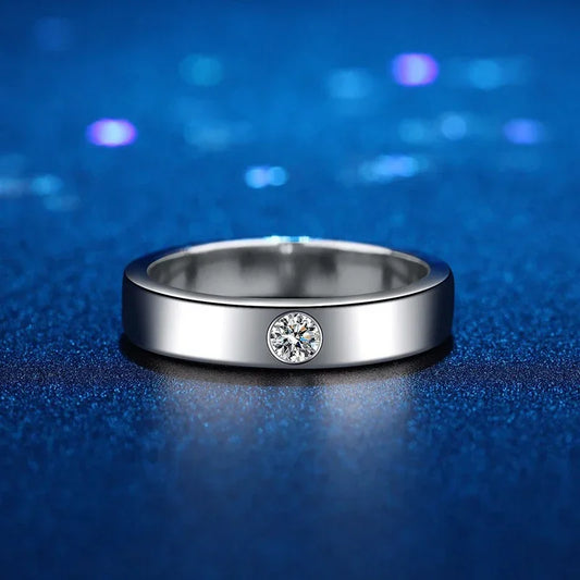 NeeTim 4mm Moissanite Ring for Men 925 Sterling Silver Gemstone Lab Diamond Gold Plated Rings Wedding Engagement Band Jewelry - Brileon