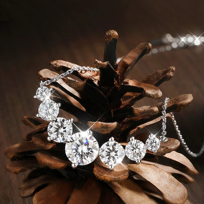 Brileon Radiant Grace Moissanite Necklace – 18K White Gold Plated S925 - Brileon