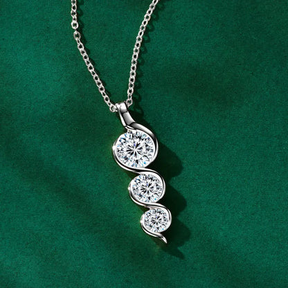 RAPRGOLD GRA Certified Round Cut Moissanite Twisted Pendant Necklaces for Women 925 Sterling Silver Jewelry Chains Wedding Gifts - Brileon