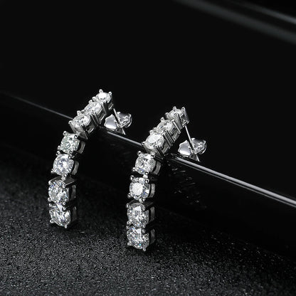 Brileon Luminara Moissanite Pendant Earrings – 18K White Gold Plated S925 - Brileon