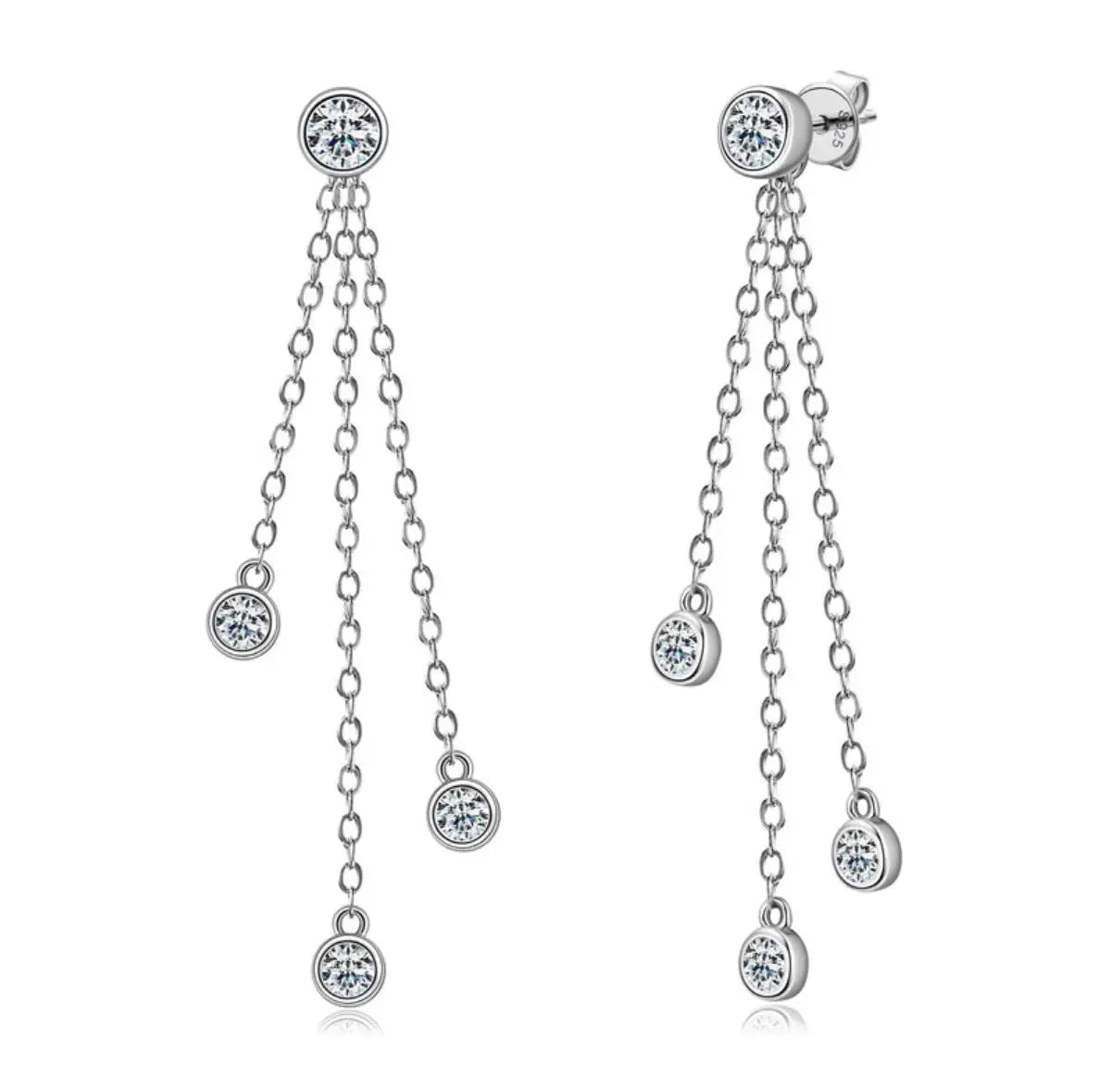 Brileon Seraphina™ Moissanite Tassel Drop Earrings - Brileon