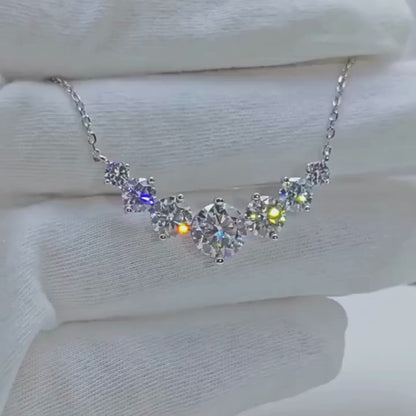 Brileon Radiant Grace Moissanite Necklace – 18K White Gold Plated S925