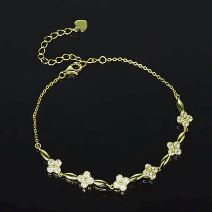 Brileon Bloom 925 Silver Moissanite Flower Bracelet