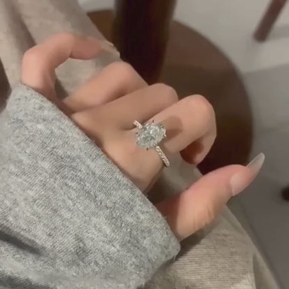 Brileon Elegance Oval Moissanite Ring – 18K White Gold Plated S925