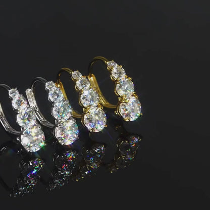 Brileon Celestara Vintage Moissanite Hoop Clip Earrings – 1.86CT, 925 Sterling Silver
