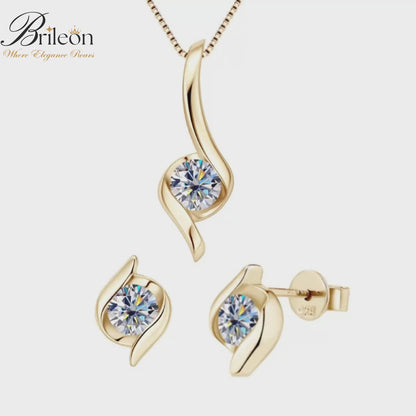 Brileon Radiant Water Drop 2CT Moissanite Jewelry Set