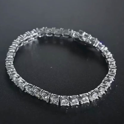 Brileon Radiance Moissanite Tennis Bracelet – 18K White Gold Plated S927